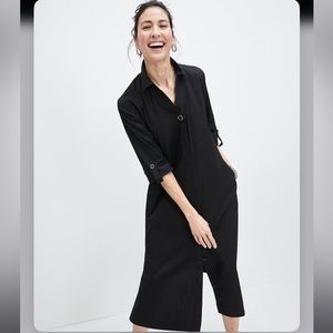 Chico’s Women’s Statement Button Midi Dress Size 2 12/14 Color Black